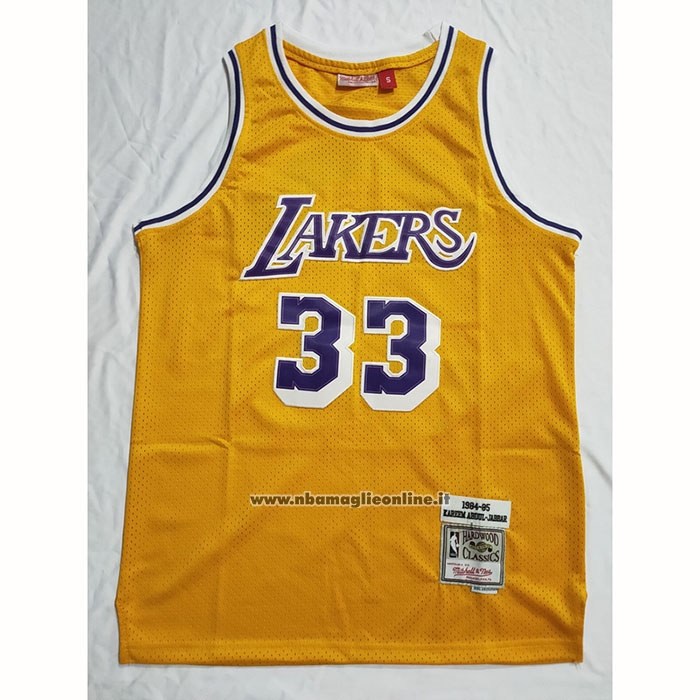Maglia Los Angeles Lakers Kareem Abdul-jabbar #33 Mitchell & Ness 1984-85 Giallo
